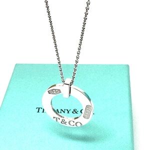 Authentic Tiffany &Co Element 1837 Round Circle Pendant Necklace.
